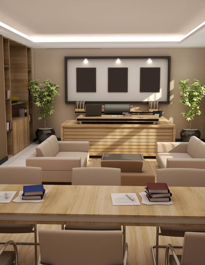 Interior design of a modern study space.